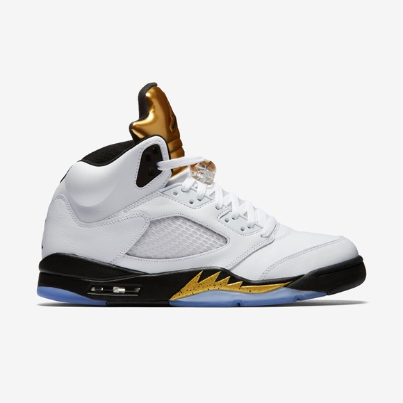 Like New Youth Sz 7Y (Euro Sz 40) Jordan 5 Retro BG Sneakers Olympic Gold Medal - Picture 1 of 15